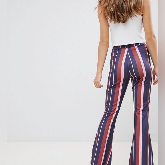 Asos| Vertical Striped Wide Leg Flare Pants, 70’s Boho Style—Size 2•Bell Bottoms - Picture 2 of 13